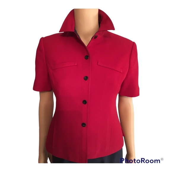 Kasper ASL Petite Vintage Red and Navy Suit in Size 2P. - Picture 3 of 9